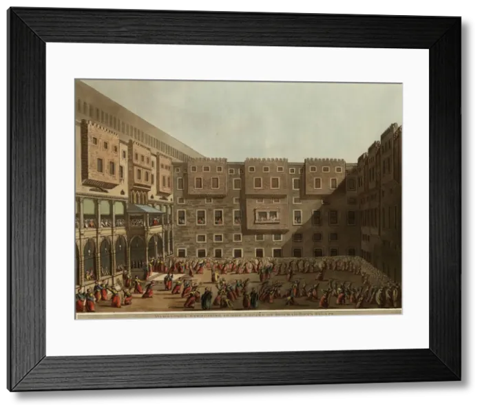 Framed Print : Mamluks exercising in the square of Murad Beys Palace, 1802. Artist: Mayer, Luigi Framed Print : Mamluks exercising in the square of Murad Beys Palace, 1802. Artist: Mayer, Luigi