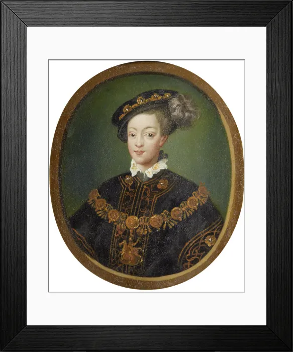 Framed Print : Edward VI (1537-1553), King of England, 16th century. Artist: Oliver, Isaac (1556-1617) Framed Print : Edward VI (1537-1553), King of England, 16th century. Artist: Oliver, Isaac (1556-1617)