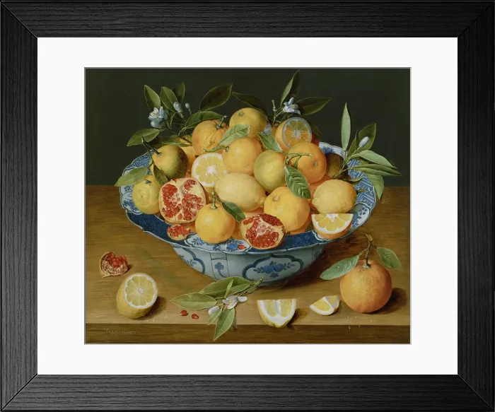 Framed Print : Still Life with Lemons, Oranges and a Pomegranate, c. 1620-1630. Artist: Hulsdonck Framed Print : Still Life with Lemons, Oranges and a Pomegranate, c. 1620-1630. Artist: Hulsdonck