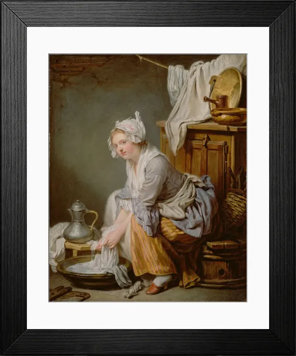 Framed Print : The Laundress (La Blanchisseuse), 1761. Artist: Greuze, Jean-Baptiste (1725-1805) Framed Print : The Laundress (La Blanchisseuse), 1761. Artist: Greuze, Jean-Baptiste (1725-1805)