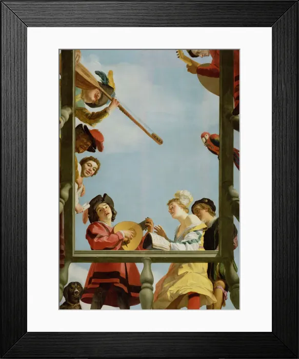 Framed Print : Musical Group on a Balcony, 1622. Artist: Honthorst, Gerrit, van (1590-1656) Framed Print : Musical Group on a Balcony, 1622. Artist: Honthorst, Gerrit, van (1590-1656)