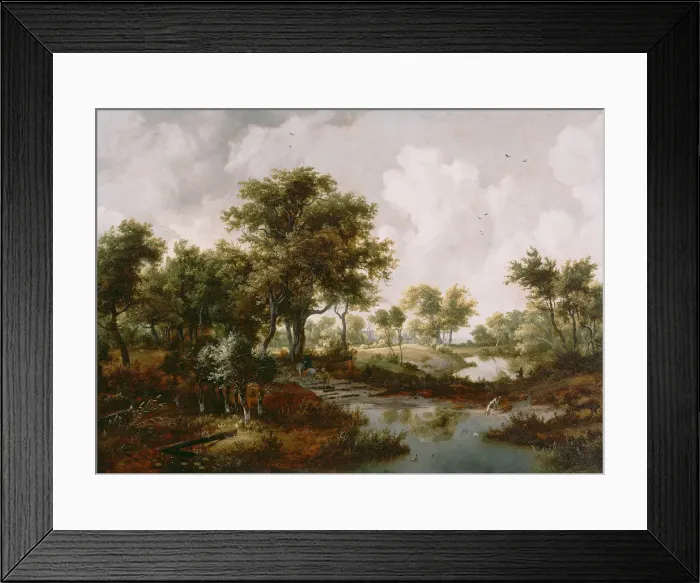 Framed Print : A Wooded Landscape, 1667. Artist: Hobbema, Meindert (1638-1709) Framed Print : A Wooded Landscape, 1667. Artist: Hobbema, Meindert (1638-1709)