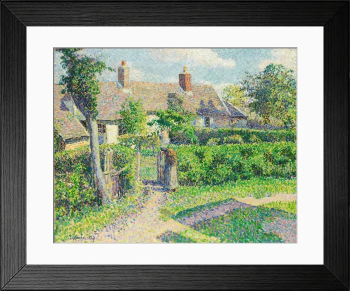 Framed Print : Peasants houses, Eragny, 1887. Artist: Pissarro, Camille (1830-1903) Framed Print : Peasants houses, Eragny, 1887. Artist: Pissarro, Camille (1830-1903)