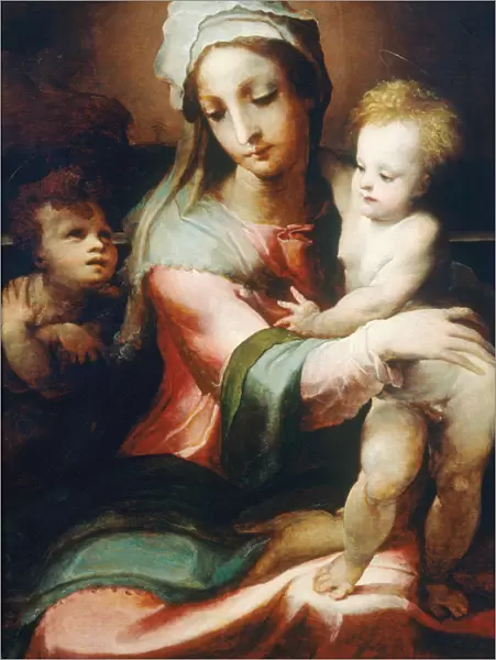 Madonna and child with infant John the Baptist, 1542. Artist: Beccafumi, Domenico
