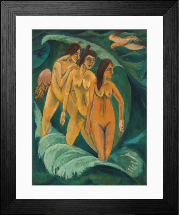 Framed Print : Three bathers, 1913. Artist: Kirchner, Ernst Ludwig (1880-1938) Framed Print : Three bathers, 1913. Artist: Kirchner, Ernst Ludwig (1880-1938)