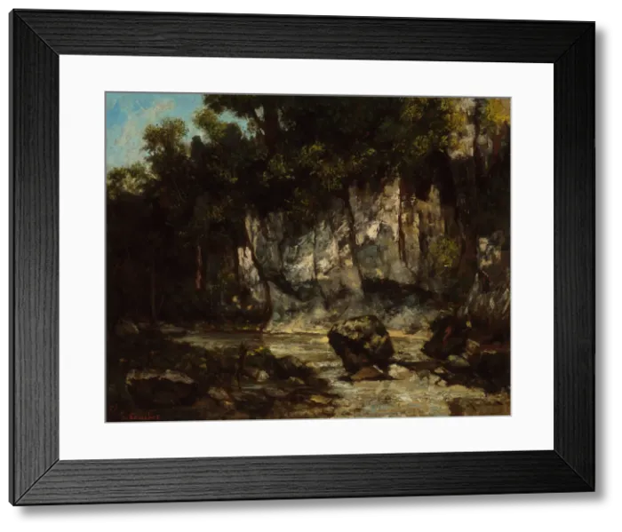 Framed Print : Landscape with stag, 1873. Artist: Courbet, Gustave (1819-1877) Framed Print : Landscape with stag, 1873. Artist: Courbet, Gustave (1819-1877)