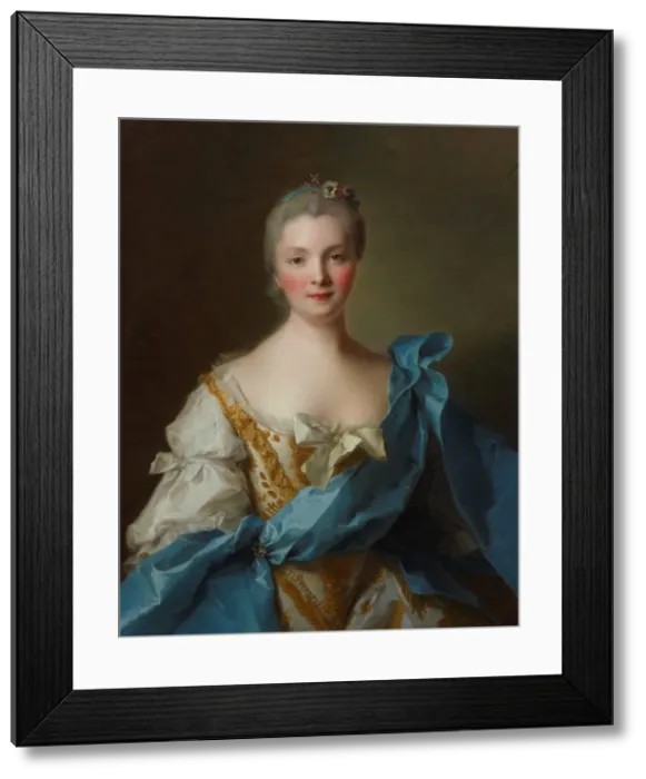Framed Print : Portrait of Madame de La Porte, 1754. Artist: Nattier, Jean-Marc (1685-1766) Framed Print : Portrait of Madame de La Porte, 1754. Artist: Nattier, Jean-Marc (1685-1766)