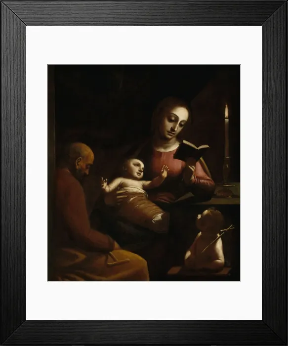 Framed Print : The Holy Family with John the Baptist as a Boy, ca 1578. Artist: Cambiaso (Cambiasi) Framed Print : The Holy Family with John the Baptist as a Boy, ca 1578. Artist: Cambiaso (Cambiasi)