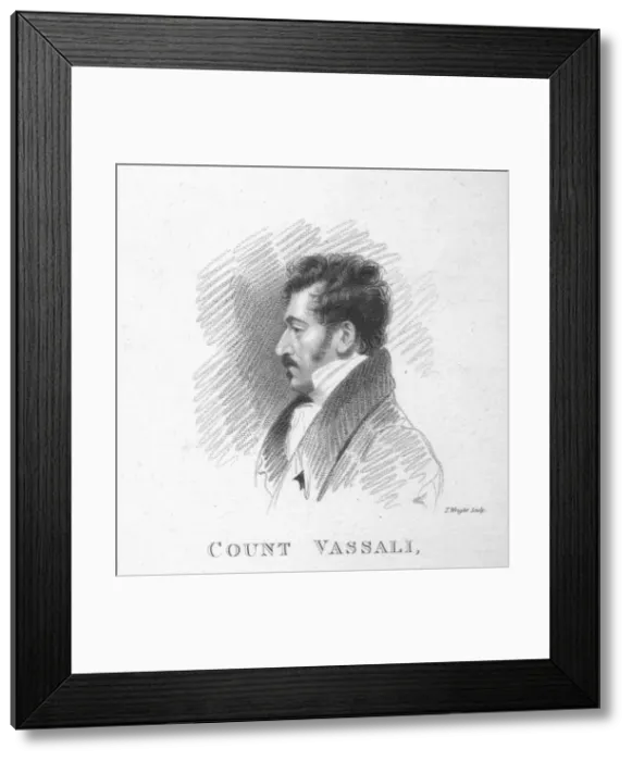 Framed Print : Count Vassali, sketched by A. Wivell in the House of Lords, 1820. Creator: T Wright Framed Print : Count Vassali, sketched by A. Wivell in the House of Lords, 1820. Creator: T Wright