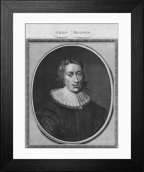 Framed Print : John Milton, 1785. Creator: Unknown