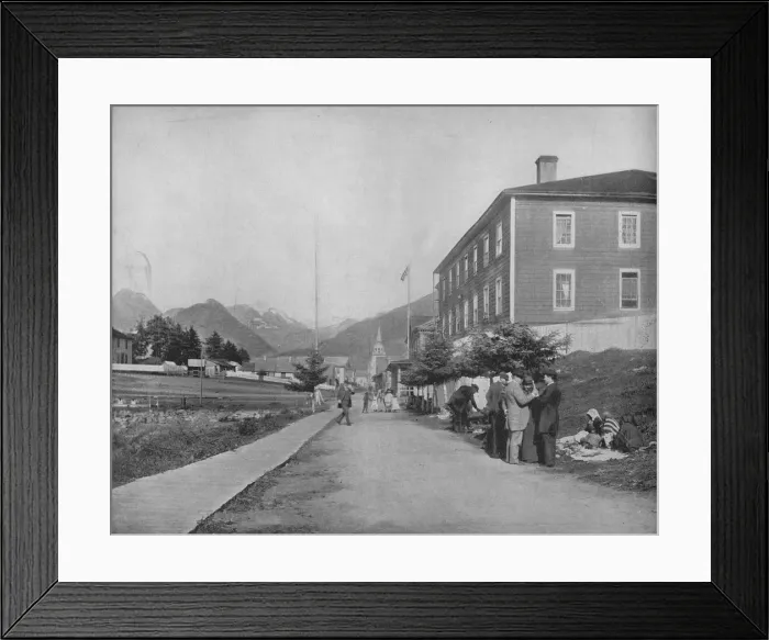 Framed Print : A Street in Sitka, Alaska, c1897. Creator: Unknown Framed Print : A Street in Sitka, Alaska, c1897. Creator: Unknown