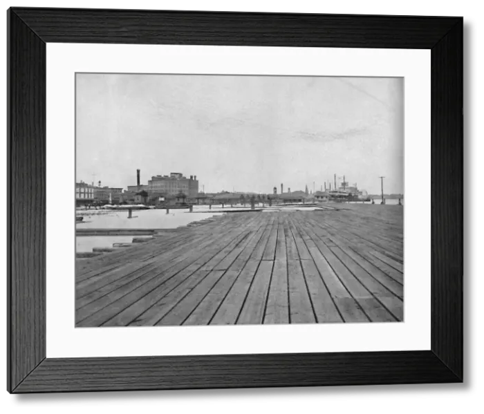 Framed Print : Levee and Steamboat Landing, New Orleans, c1897. Creator: Unknown Framed Print : Levee and Steamboat Landing, New Orleans, c1897. Creator: Unknown