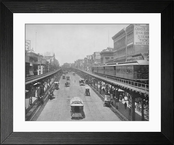 Framed Print : The Bowery, looking north, New York, c1897. Creator: Unknown Framed Print : The Bowery, looking north, New York, c1897. Creator: Unknown