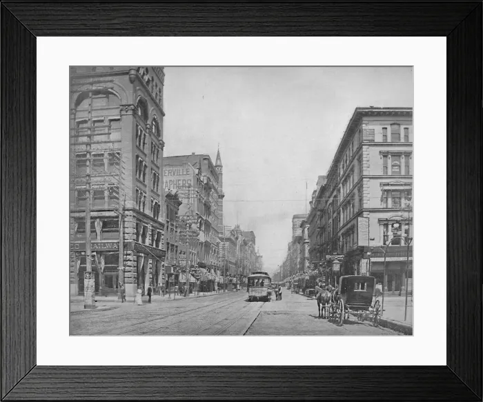 Framed Print : Broadway, north from Chestnut Street, St. Louis, c1897. Creator: Unknown Framed Print : Broadway, north from Chestnut Street, St. Louis, c1897. Creator: Unknown