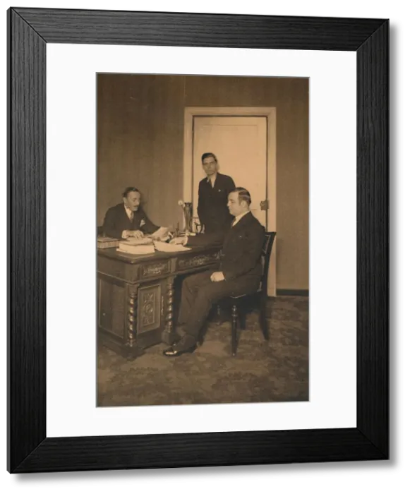 Framed Print : Office of the Secretary at the Cuban Embassy in Brussels, Belgium, 1927. Creator: Unknown