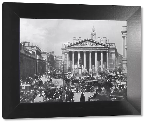 A Busy Corner - The Royal Exchange and Bank of England, 1909. Creator: Francis Frith & Co