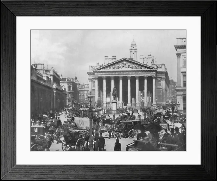 Framed Print : A Busy Corner - The Royal Exchange and Bank of England, 1909. Creator: Francis Frith & Co Framed Print : A Busy Corner - The Royal Exchange and Bank of England, 1909. Creator: Francis Frith & Co
