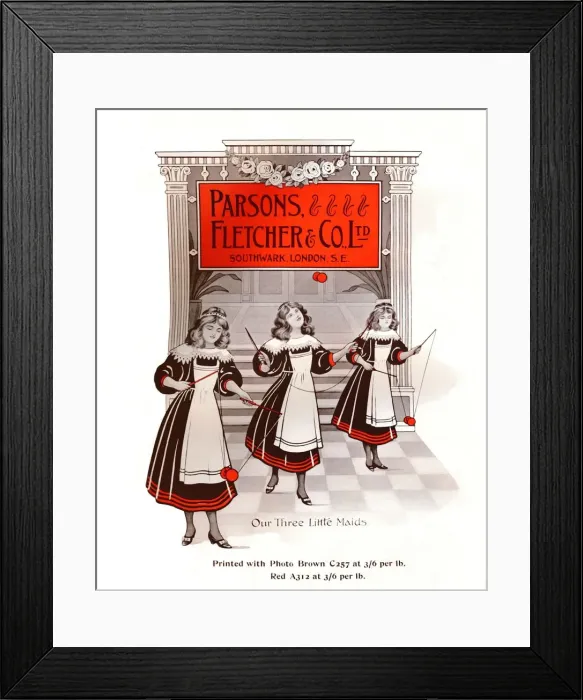 Framed Print : Our Three Little Maids - Parsons, Fletcher & Co. Ltd. advertisement, 1909 Framed Print : Our Three Little Maids - Parsons, Fletcher & Co. Ltd. advertisement, 1909