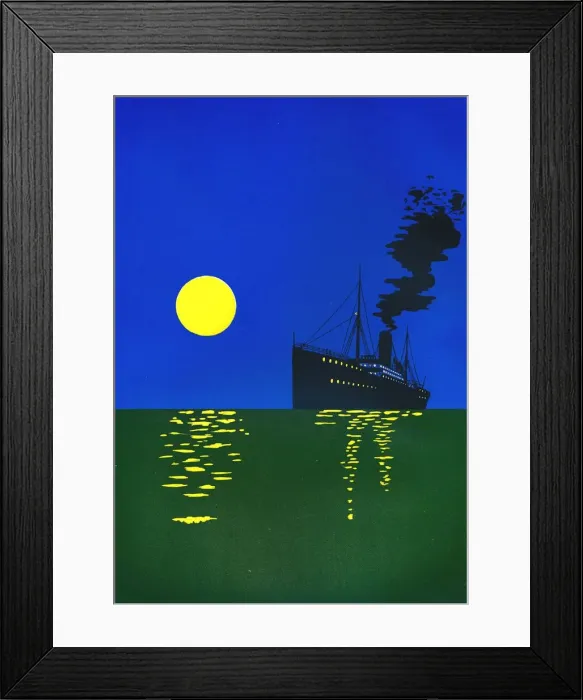 Framed Print : Cruise Ship at Sea with Sun, 1909. Creator: Unknown Framed Print : Cruise Ship at Sea with Sun, 1909. Creator: Unknown