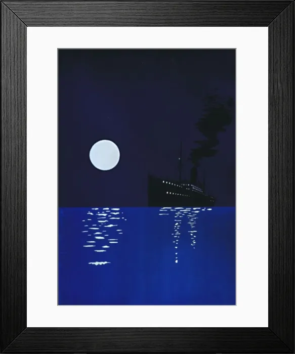 Framed Print : Cruise Ship at Sea in Moonlight, 1909. Creator: Unknown Framed Print : Cruise Ship at Sea in Moonlight, 1909. Creator: Unknown