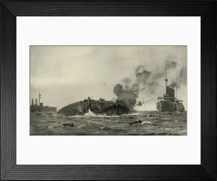 Framed Print : The Loss of the Aboukir, Hogue, and Cressy, (1919) Framed Print : The Loss of the Aboukir, Hogue, and Cressy, (1919)