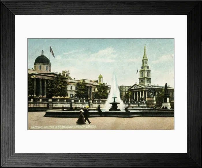 Framed Print : National Gallery & St Martins Church London, late 19th-early 20th century. Creator: Unknown Framed Print : National Gallery & St Martins Church London, late 19th-early 20th century. Creator: Unknown