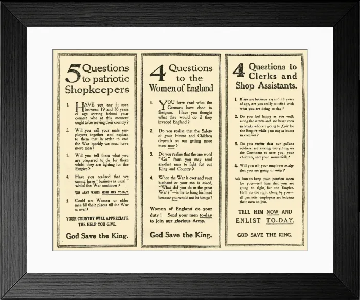 Framed Print : Advertisements Which Helped To Raise Kitcheners Army, 1914-1918, (1919). Creator: Unknown Framed Print : Advertisements Which Helped To Raise Kitcheners Army, 1914-1918, (1919). Creator: Unknown