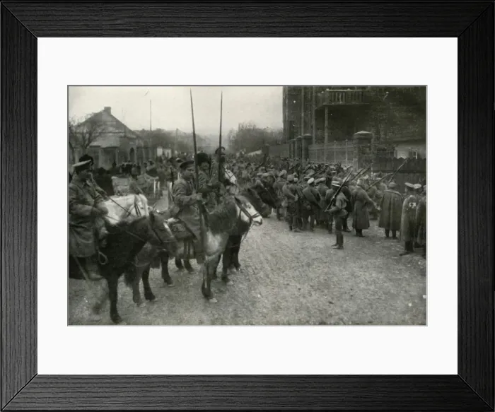 Framed Print : A Cossack Patrol and Russian Infantry, (1919). Creator: Unknown Framed Print : A Cossack Patrol and Russian Infantry, (1919). Creator: Unknown