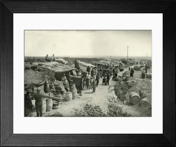 Framed Print : French Field-Service Kitchens Behind the Firing Line, (1919). Creator: Unknown Framed Print : French Field-Service Kitchens Behind the Firing Line, (1919). Creator: Unknown