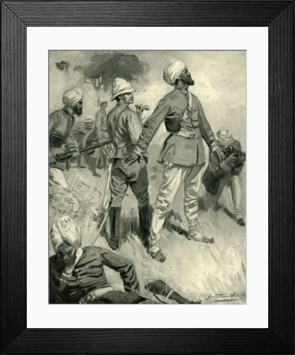 Framed Print : The Devotion of General Robertss Sikh Orderly at Spingawi, (1901). Creator: Unknown Framed Print : The Devotion of General Robertss Sikh Orderly at Spingawi, (1901). Creator: Unknown