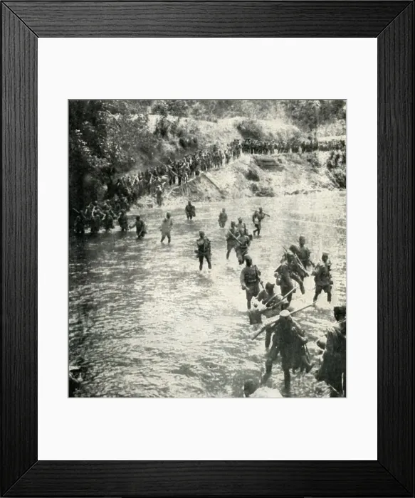 Framed Print : The Kings African Rifles Crossing The Ruwu River, German East Africa, (1919). Creator: Unknown Framed Print : The Kings African Rifles Crossing The Ruwu River, German East Africa, (1919). Creator: Unknown