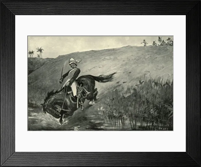 Framed Print : Narrow Escape of Lieutenant Roberts While Pursued by Natives Near Lucknow, (1901) Framed Print : Narrow Escape of Lieutenant Roberts While Pursued by Natives Near Lucknow, (1901)