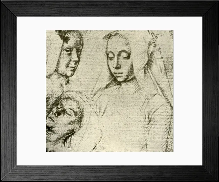 Framed Print : Three Female Heads, late 15th-early 16th century, (1908). Creator: Gerard David Framed Print : Three Female Heads, late 15th-early 16th century, (1908). Creator: Gerard David