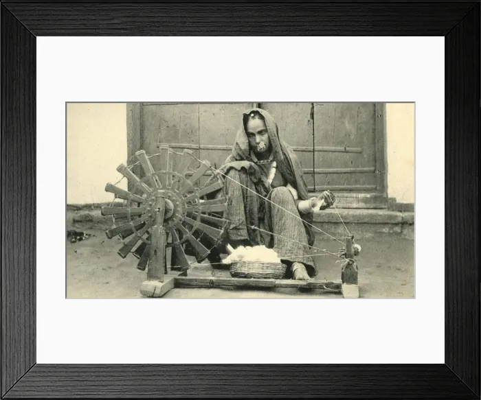 Framed Print : Female Spinning, Jaipur. Creator: Unknown Framed Print : Female Spinning, Jaipur. Creator: Unknown