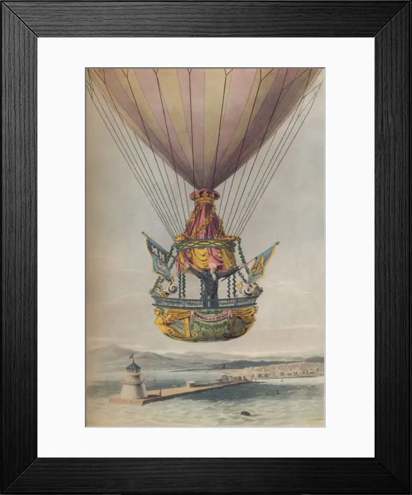 Framed Print : Sadler Over The Lighthouse, Dublin, 1817, (1920). Creator: Robert Havell Framed Print : Sadler Over The Lighthouse, Dublin, 1817, (1920). Creator: Robert Havell