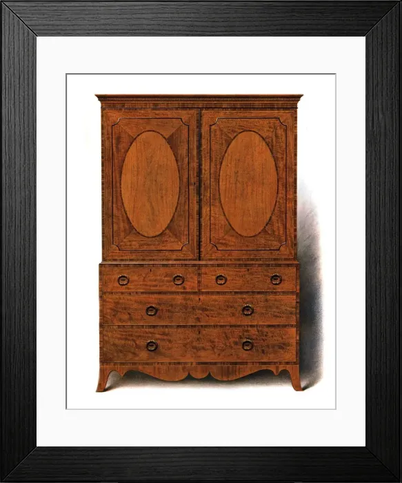 Framed Print : Mahogany and Satinwood Clothes Press, 1908. Creator: Shirley Slocombe Framed Print : Mahogany and Satinwood Clothes Press, 1908. Creator: Shirley Slocombe