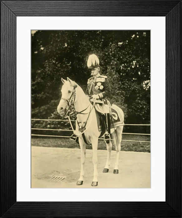 Framed Print : Earl Roberts on his Favourite White Arab 'Vonolel', c1898, (1901) Framed Print : Earl Roberts on his Favourite White Arab 'Vonolel', c1898, (1901)