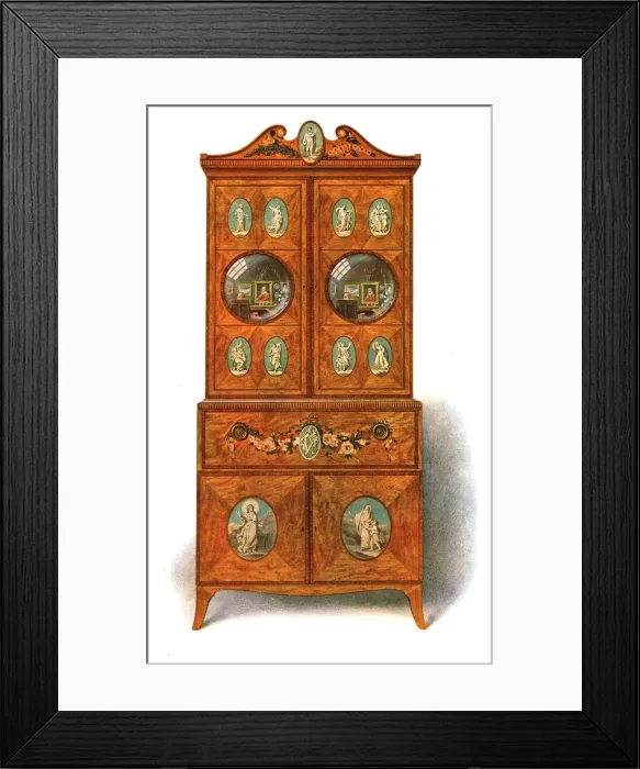 Framed Print : Painted Satin-wood Writing-Cabinet, 1908. Creator: Shirley Slocombe