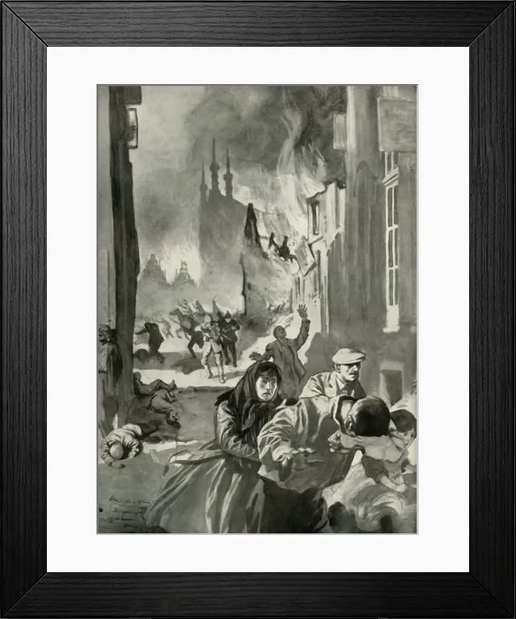 Framed Print : The Sack of Louvain, (1919). Creator: Unknown Framed Print : The Sack of Louvain, (1919). Creator: Unknown