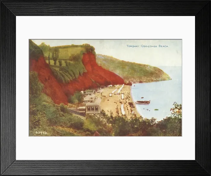 Framed Print : Torquay, Oddicombe Beach, late 19th-early 20th century. Creator: Unknown Framed Print : Torquay, Oddicombe Beach, late 19th-early 20th century. Creator: Unknown