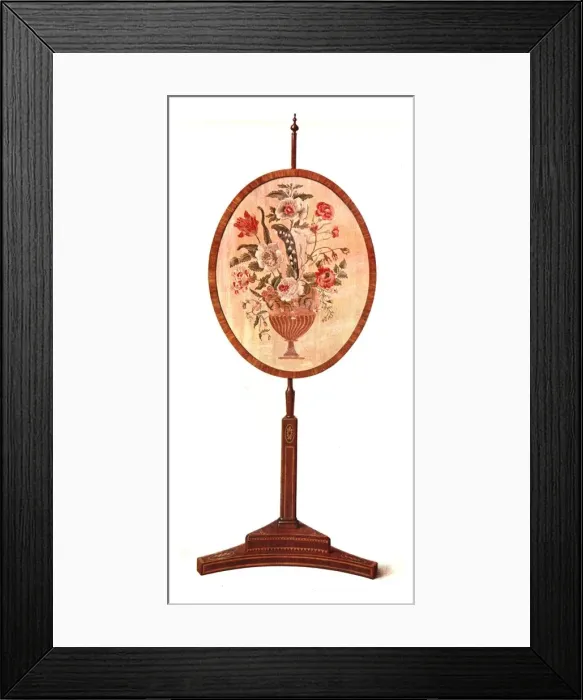 Framed Print : Inlaid Mahogany Pole Screen, 1908. Creator: Shirley Slocombe Framed Print : Inlaid Mahogany Pole Screen, 1908. Creator: Shirley Slocombe