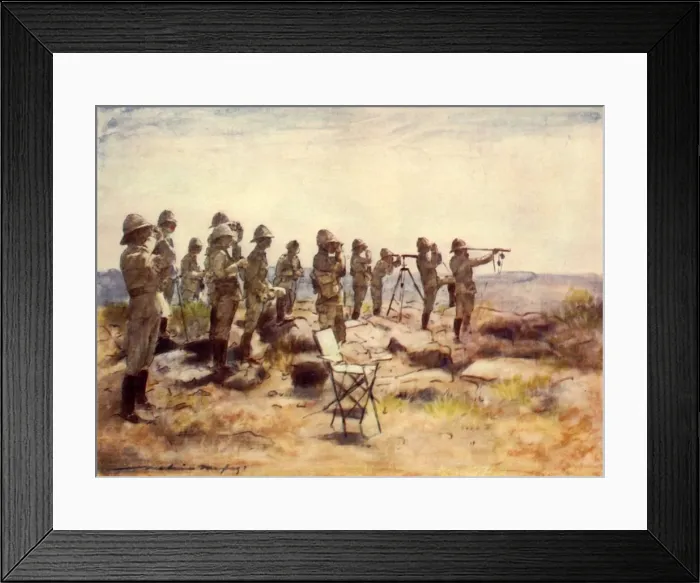 Framed Print : Lord Roberts and Staff Watching the Battle of Osfontein, 1900, (1901). Creator: Mortimer L Menpes Framed Print : Lord Roberts and Staff Watching the Battle of Osfontein, 1900, (1901). Creator: Mortimer L Menpes