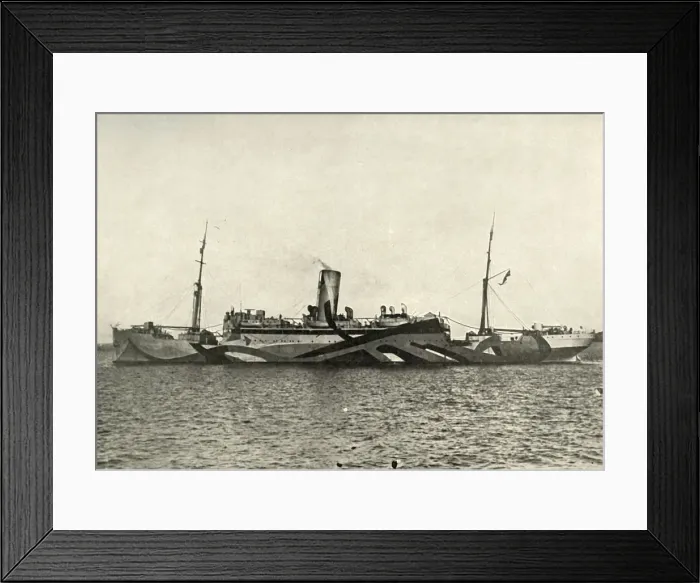 Framed Print : H. M. Auxiliary Cruiser Coronado Camouflaged, (1919). Creator: Unknown Framed Print : H. M. Auxiliary Cruiser Coronado Camouflaged, (1919). Creator: Unknown