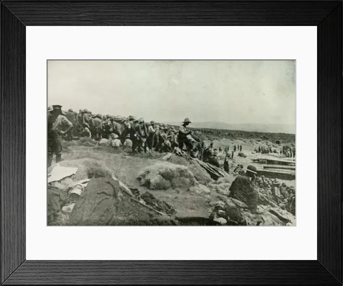 Framed Print : Landing Troops at Suvla Bay, (1919). Creator: Unknown Framed Print : Landing Troops at Suvla Bay, (1919). Creator: Unknown