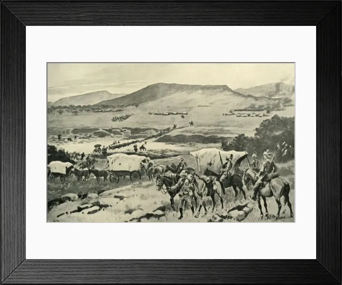 Framed Print : Generals French and Hutton Crossing the Vaal into Transvaal Territory, (1901). Creator Framed Print : Generals French and Hutton Crossing the Vaal into Transvaal Territory, (1901). Creator
