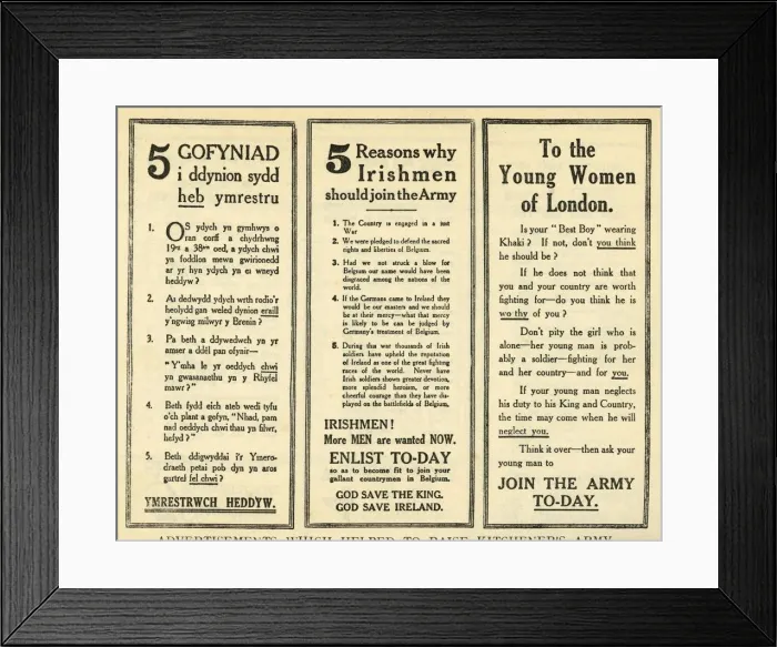 Framed Print : Advertisements Which Helped To Raise Kitcheners Army, 1914-1918, (1919). Creator: Unknown Framed Print : Advertisements Which Helped To Raise Kitcheners Army, 1914-1918, (1919). Creator: Unknown