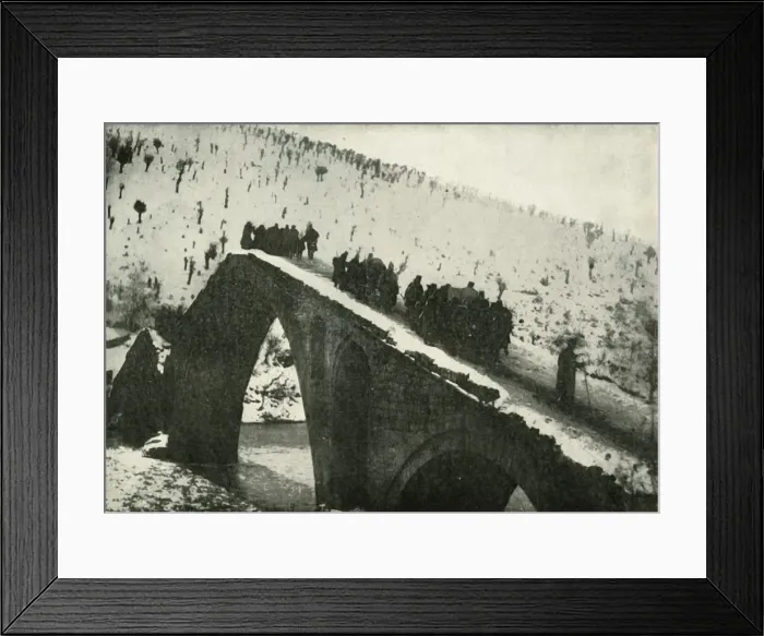 Framed Print : The Serbian Army General Staff On Their Retreat Through Albania, (1919). Creator: Unknown Framed Print : The Serbian Army General Staff On Their Retreat Through Albania, (1919). Creator: Unknown