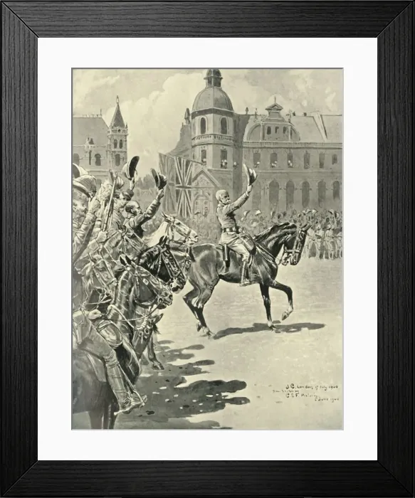 Framed Print : Hoisting the British flag at Pretoria: Lord Roberts Leading Cheers for the Queen, 1900, (1901) Framed Print : Hoisting the British flag at Pretoria: Lord Roberts Leading Cheers for the Queen, 1900, (1901)