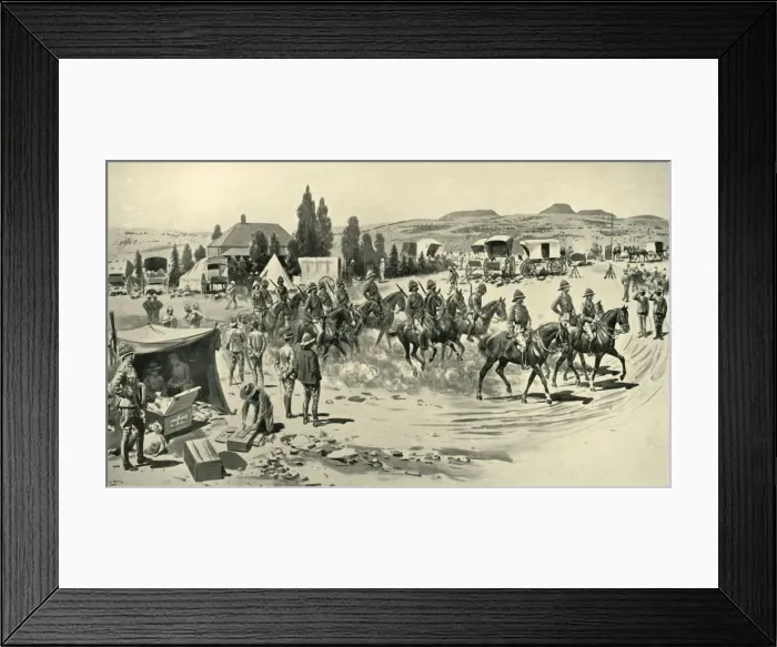 Framed Print : Lord Roberts and Staff Starting for a Reconnaissance from Headquarters at Smaldeel, (1901) Framed Print : Lord Roberts and Staff Starting for a Reconnaissance from Headquarters at Smaldeel, (1901)