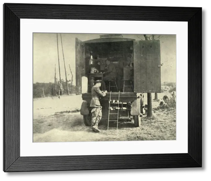 Framed Print : Telephone Lorry Exchange Attached to R. A. F. Kite Balloon Section, (1919). Creator: Unknown Framed Print : Telephone Lorry Exchange Attached to R. A. F. Kite Balloon Section, (1919). Creator: Unknown
